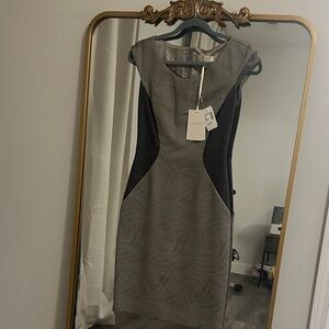 MANTU Two-Tone Gray Midi Dress